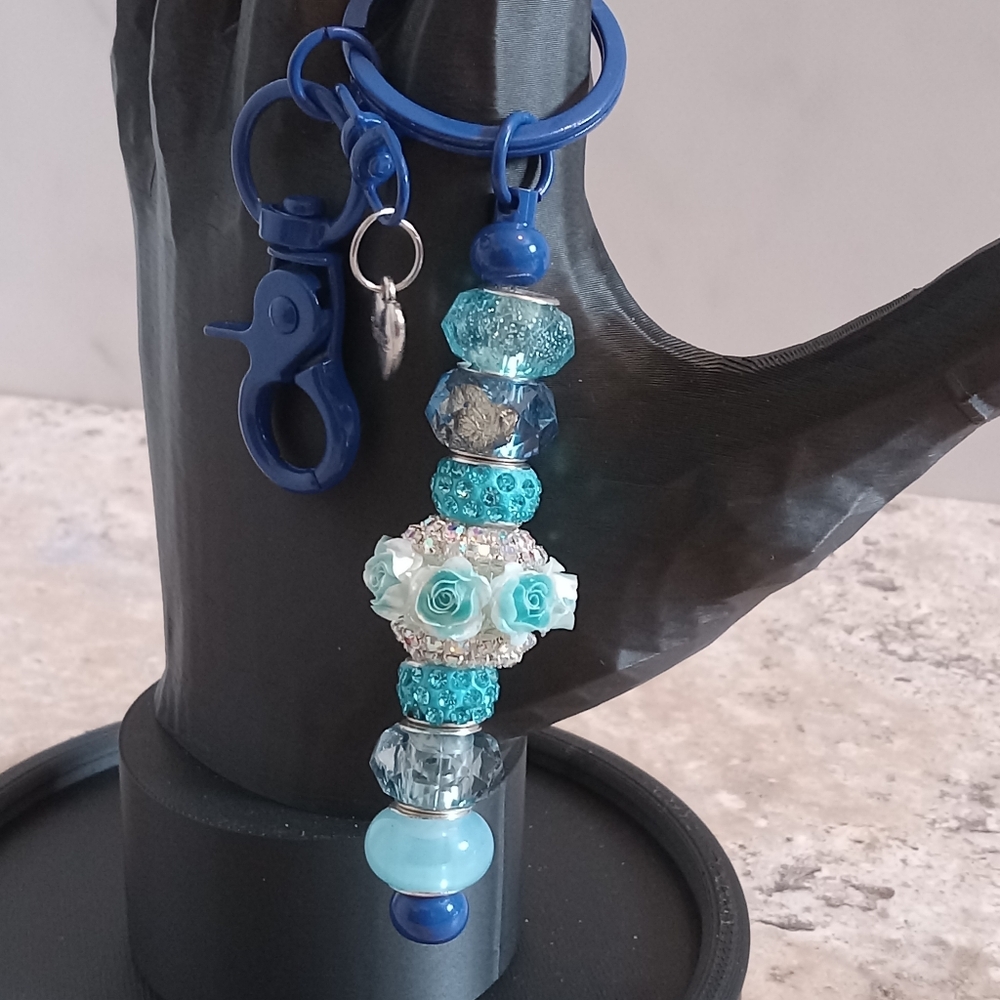 Blue Beaded Keychain/Bag Charm - Picture 2 of 5